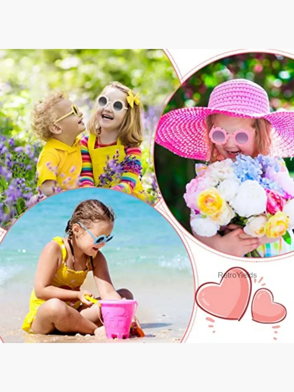 6 Pcs Kids Round Flower Sunglasses Daisy Glasses Toddler Beach Eyewear